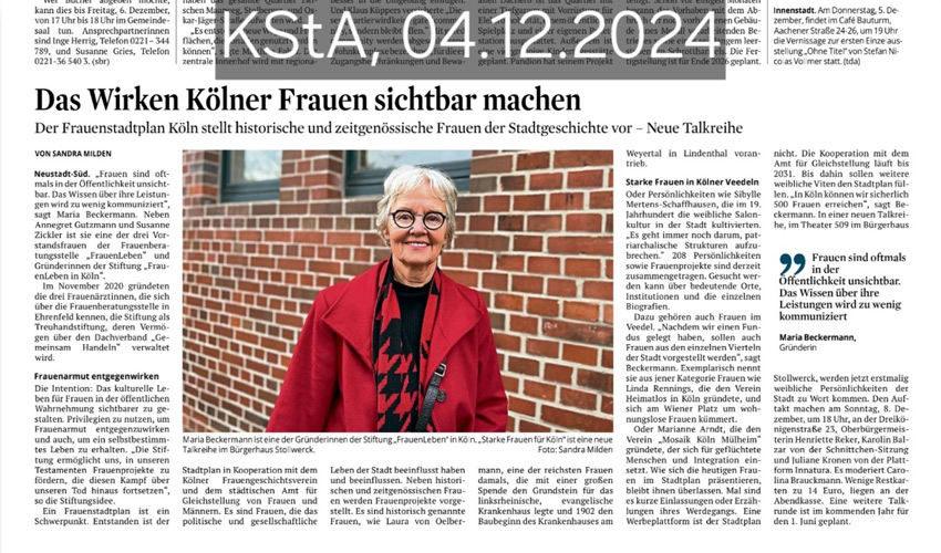 Starke Frauen für Köln – TALK im Stollwerck Artikel Kölner-Stadtanzeiger